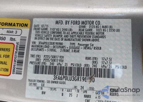 2016 Ford Fusion Hybrid Se из США, поврежденный, VIN 3FA6P0LU3GR190980